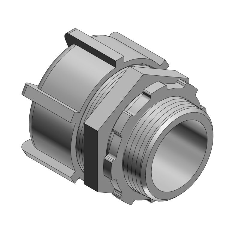 T&B 5233AL Non-Insulated Straight Conduit Connector, 3/4 in Trade, Aluminum, Clear Chromate Coated/Zinc Plated